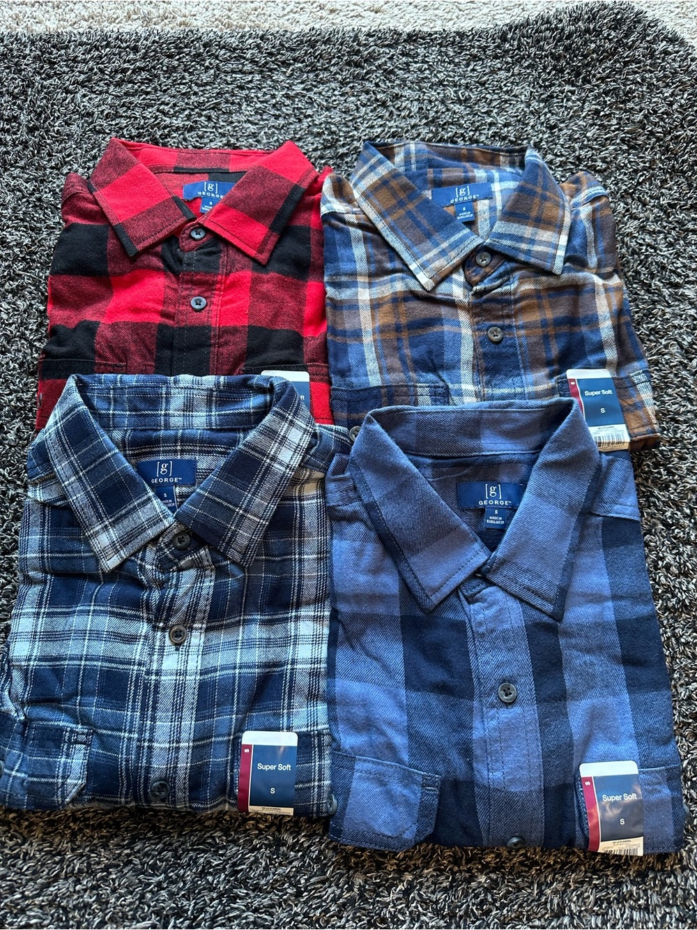 George Men's Plaid Button-Down Shirt - SIZE SMALL  ~ NWT 4 QTY